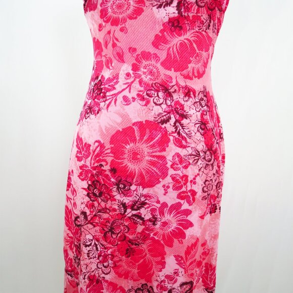 Zinc Strapless Pink Floral Print Dress Tulle Corset Back Flutter Hem M - Picture 9 of 14